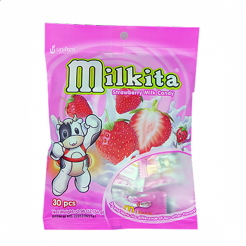 Milkita Strawberry Mild Candy Bag x 3Bags (1Bag =20pcs)